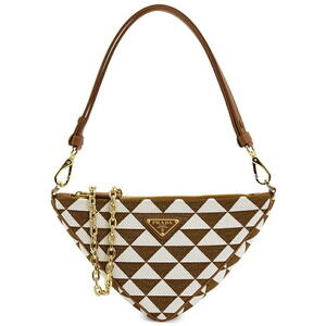 Prada Symbole embroidered Triangle Bag Brown